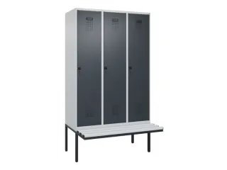 locker met bank,HxBxD 2120x1200x815mm,3vak,vak B 400mm,draaigrendel - 2