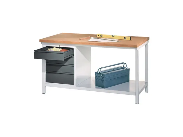 werkbank,HxBxD 900x1500x700mm,onderstel/romp RAL7035,front RAL7016