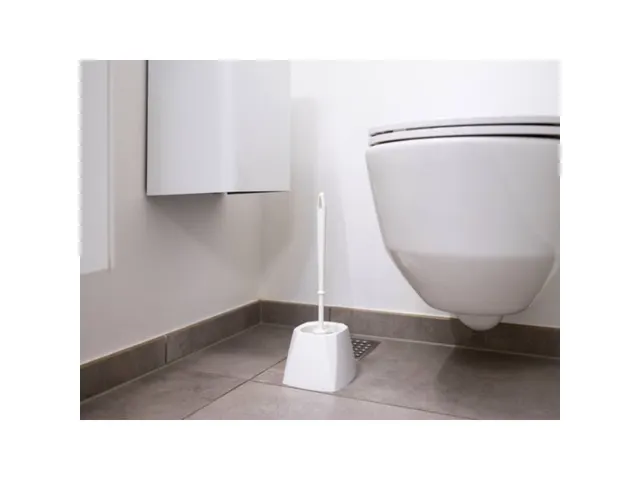 Brosse de toilette Classic avec support carré blanc