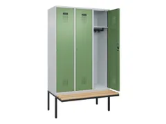 locker met bank,HxBxD 2120x1200x815mm,3vak,vak B 400mm,cilinderslot