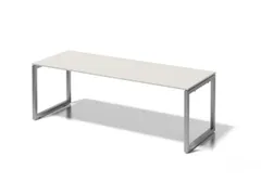 bureau,HxBxD 740x2200x800mm,blad grijswit,sledeframe zilverkleurig