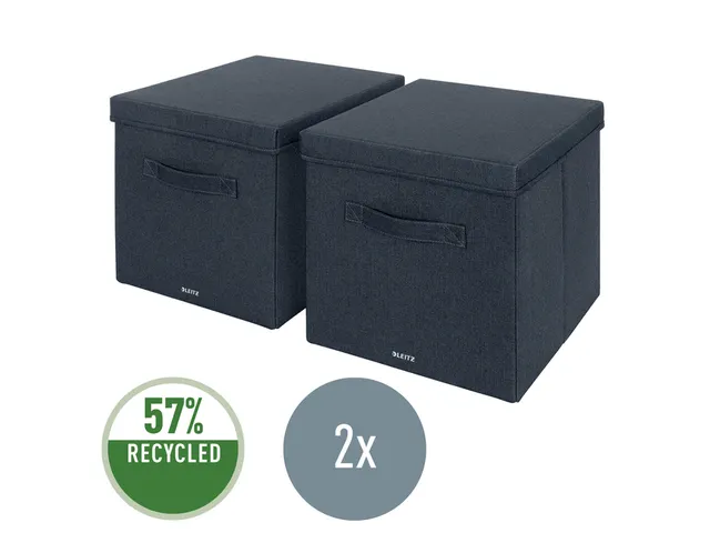Boîte de rangement Leitz tissu avec couvercle 330x325x380mm gris 2pcs