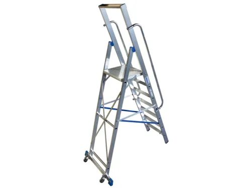 verrijdbare treden-platformladder eenzijdig 7treden stand H 1 65m