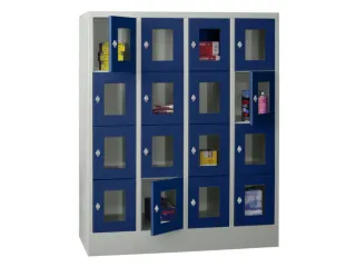 lockerkast,HxBxD 1518x1200x500mm,4x4vakken,RAL7035,front RAL5010 - 2