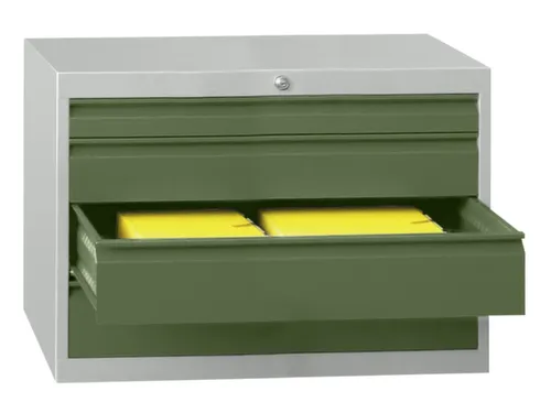 ladekast 600x1023x600mm 4laden cilinderslot RAL7035 front RAL6011