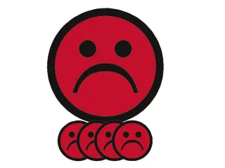 Magneet smiley 50mm emotie bedroefd rood 5 stuks - 2