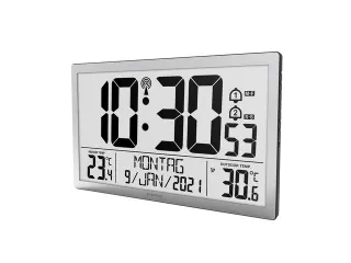 Digitale wandklok Technoline WS 8113 373x228x30mm zwart met 1 buitense - 1