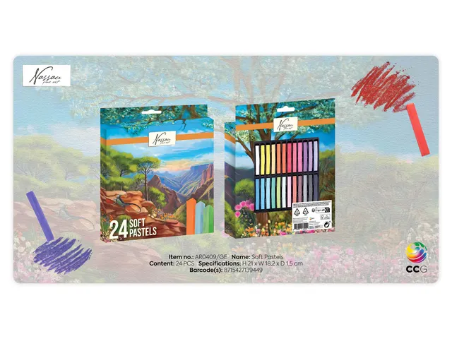 Pastelkrijt Nassau fine art zacht blister 24 stuks assorti