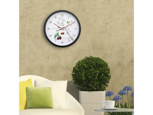 Buitenklok Nextime dia 30.5cm Prunus cijfers, zwarte rand witte wijzer