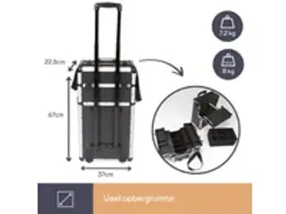 OUTLET Gereedschapskoffer Aluminium Trolley 370x270x670mm Zwart - 6