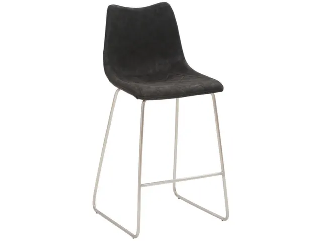 Barkruk mySOLO Sledeframe RVS met Zitting kunstleder Vintage Zwart