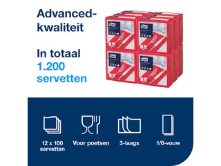 Tork 477620 Soft Dinnerservet Advanced Rood 39x39cm 1/8 vouw - 6