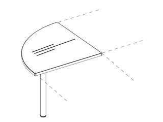 koppelelement voor bureau,90 °,HxBxD 720-840x600x600mm,rond,NE-esdoor - 1