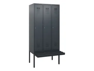 locker met bank,HxBxD 1950x900x815mm,3vak,vak B 300mm,cilinderslot - 2