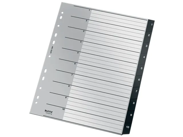 Tabblad Leitz Recycle A4 11-gaats 1-10 extra breed PP