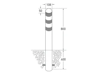 Afzetpaal,v. laadzuilen,Halve kogelkop,HxØ 1200x108mm,staal,wit - 2