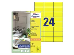 Gekleurd Etiket Avery Zweckform 70x37mm Geel 2400 stuks