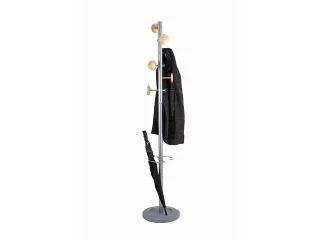 Music designkapstok aluminium met 9 houten haken met paraplurek 175cm - 4