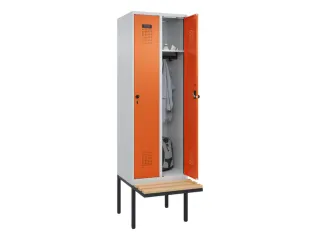 locker met bank,HxBxD 2120x600x815mm,2vak,vak B 300mm,draaigrendel - 1