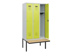 locker met bank,HxBxD 1950x900x815mm,3vak,vak B 300mm,cilinderslot