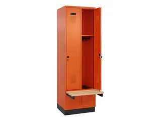locker met bank,HxBxD 1950x600x815mm,2vak,vak B 300mm,draaigrendel - 1