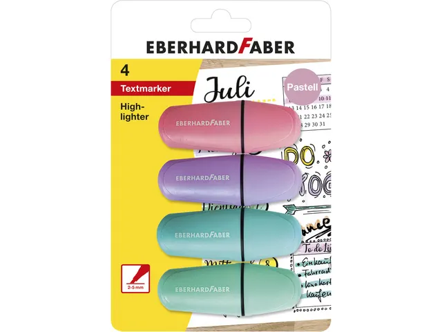 Markeerstift Eberhard Faber mini pastel 4st. op kaart