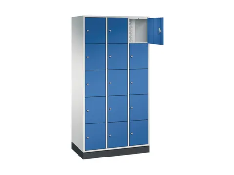 lockerkast,RAL 7035/RAL 5010,HxBxD 1950x920x500mm,3x5vakken,cil.-slot