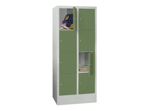 lockerkast,HxBxD 1518x600x500mm,2x4vakken,RAL7035,front RAL6011
