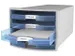 Module tiroirs HAN Impuls 4 tiroirs ouverts bleu transparent