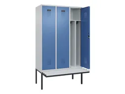 locker met bank,voor scheiding van kleding,HxBxD 2120x1200x815mm,3vak