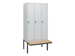 locker met bank,HxBxD 1950x900x815mm,3vak,vak B 300mm,draaigrendel