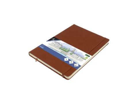 Schetsboek Kangaro A4 cognac PU HC 80 vel 140gr roomwit met elastiek e