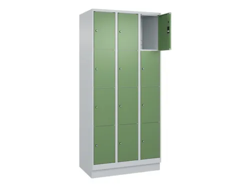 lockerkast,HxBxD 1950x900x500mm,3x4vakken,vak B 300mm,cil.-slot,sokkel