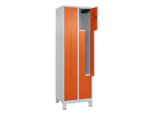 Z-garderobekast,HxBxD 1950x600x500mm,vak B 150/300mm,cil.-slot,voeten