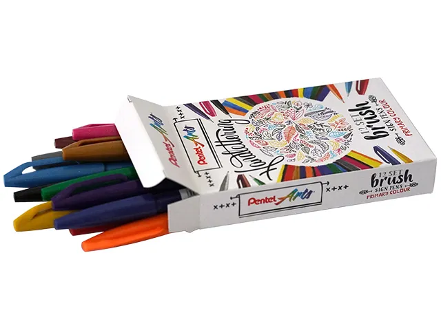 Brushstift Pentel Sign SES15C etui à 12 standaardkleuren