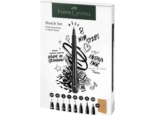 Tekenset Faber-Castell 8x pitt artist pen zwart incl. schetsboek 140gr - 5