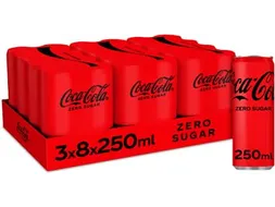 Coca-Cola Zero frisdrank, 25 cl sleek blik, pak van 24 stuks