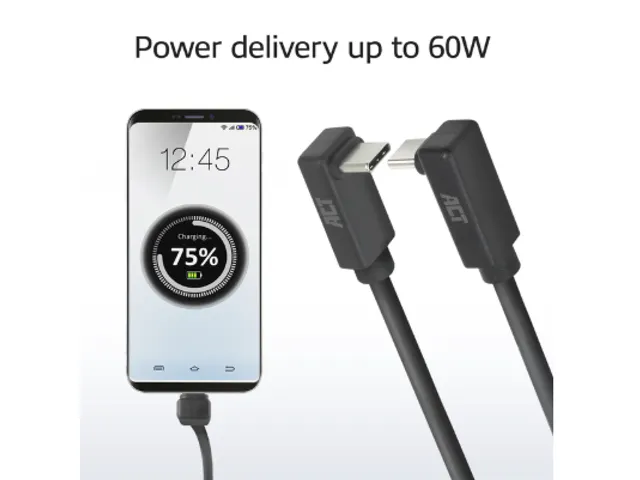 Kabel ACT USB-C hoek boven/beneden 10Gbps 2m