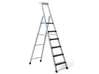 trapladder,eenzijdig,6treden,m. bekleding,stand H 1,25m,balk L 2,06m - 2