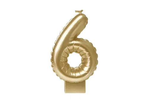 Verjaardagskaars cijfer 6 Folieballon Goud 10cm