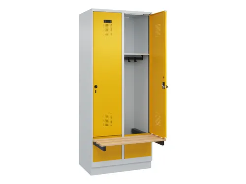 locker met bank,HxBxD 1950x800x815mm,2vak,vak B 400mm,draaigrendel