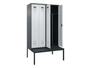 PBM-locker met bank,HxBxD 2120x1200x815mm,4vak,vak B 300mm - 1