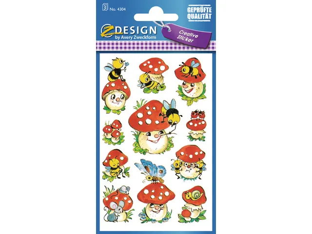 papieretiket Z-design Creative pakje a 3 vel vrolijke paddenstoelen