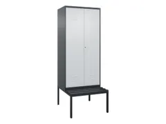 PBM-locker met bank,HxBxD 2120x800x815mm,2vak,vak B 400mm,cil.-slot