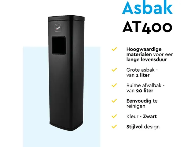 Cendrier avec poubell BRASK AT400 Noir 20L