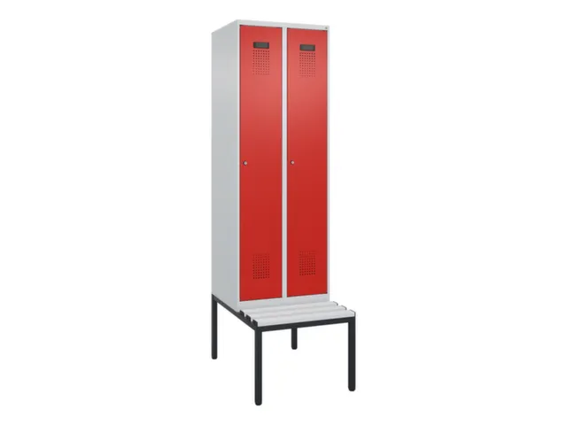 locker met bank,voor scheiding van kleding,HxBxD 2120x600x815mm,2vak