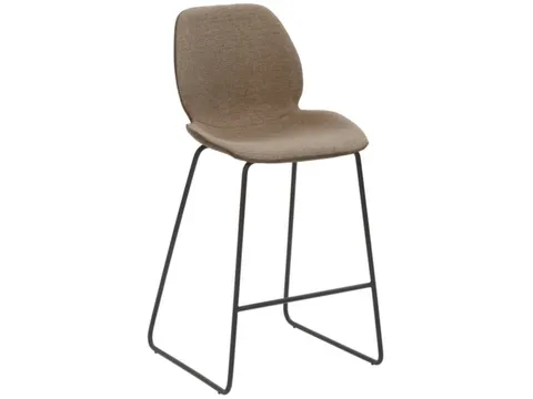 Barkruk mySOLO Sledeframe Zwart met Zitting stof Zand gemêleerd