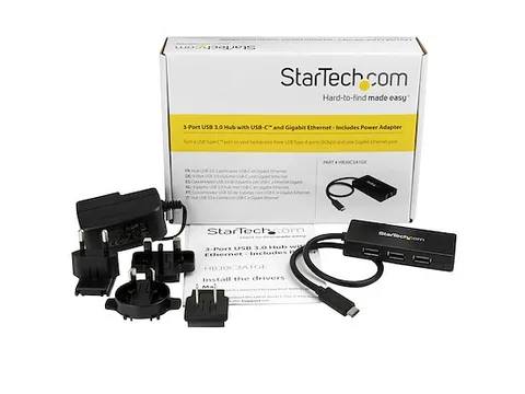 3 poorts USB C naar USB-A hub met Gigabit Ethernet