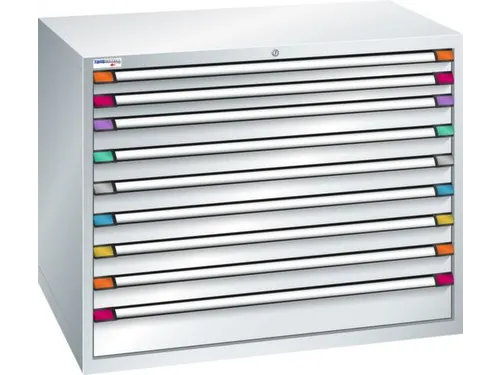 ladekast,HxBxD 1000x1205x695mm,9lade(n),RAL7035,front RAL7035
