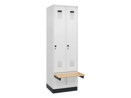 locker met bank,HxBxD 1950x600x815mm,2vak,vak B 300mm,draaigrendel